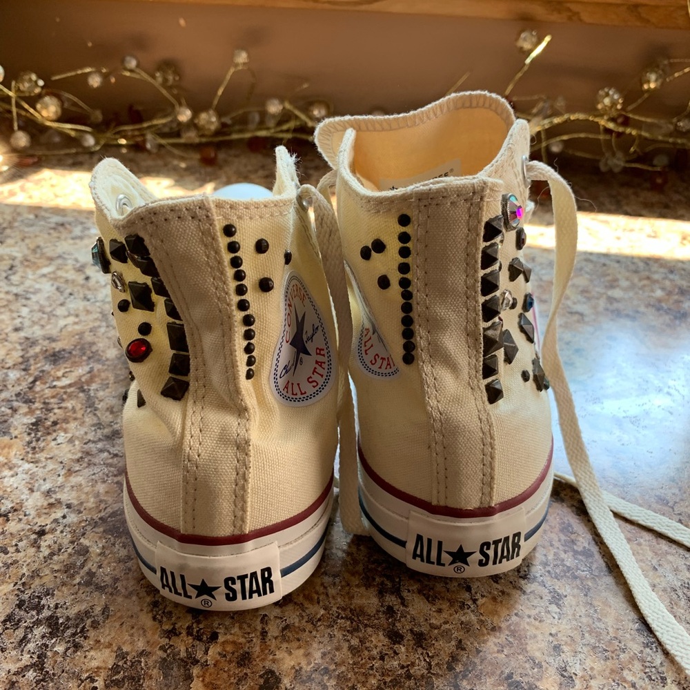 Free People Converse High Top Sneakers Studs Rhintestones - Picture 5 of 9